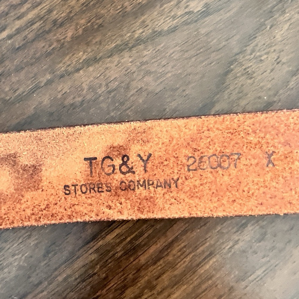 Vintage TG&Y Hand Painted Leather Belt Size 30 Southwest Style Turquoise Accent - Picture 5 of 5